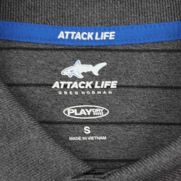 Attack Life By Greg Norman Mens Golf Polo Shirt Gray Striped Play Dry S New - Picture 12 of 12